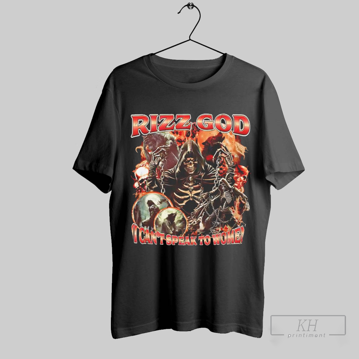 Skeleton Rizz God I Can_t Speak To Women Graphic Shirt T Shirt