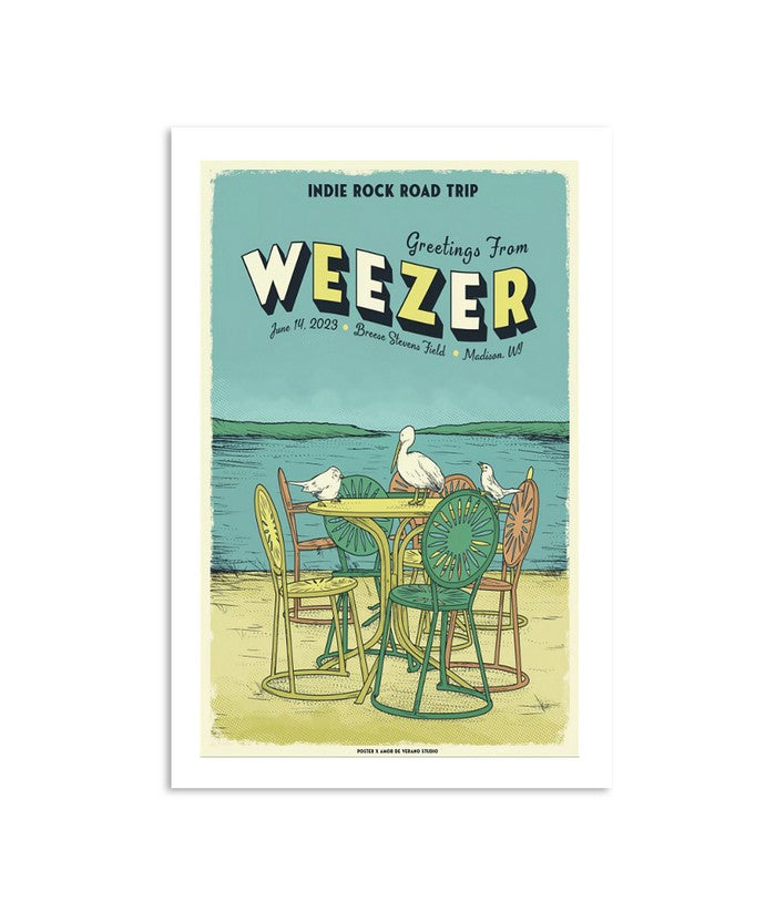 Poster Weezer 06142023 Indie Rock Road Trip Breese Stevens Field Madison MI