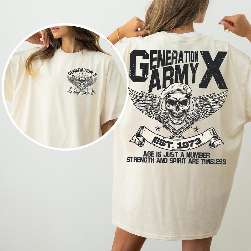 Gen X Army Custom Year Shirt: 1973 Birth, FAFO Two Side T-Shirt, Raised On Hose Water Humor