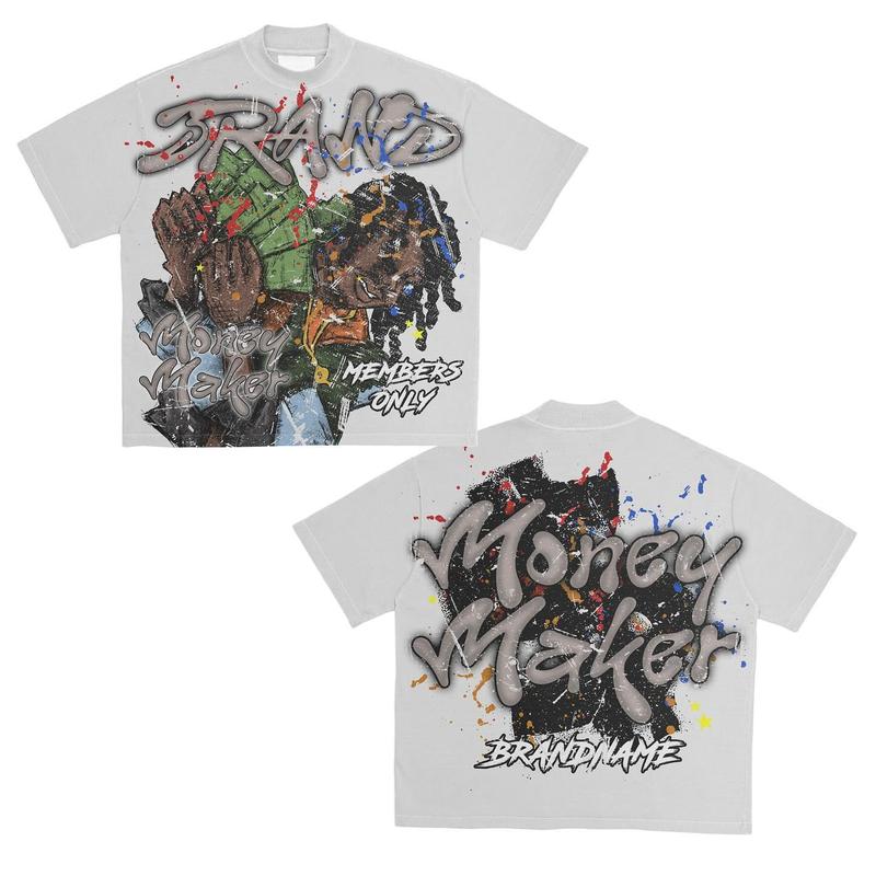 Y2K Graphic Vintage Money Maker Personalize Printed Tshirt Casual Cotton Classic Crewneck