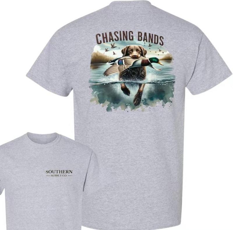 Chasing Band Duck Hunting Cotton T-Shirt, Funny Hunting Summer Unisex Shirt, Dog Hunt Clothing, For Men, For Women
