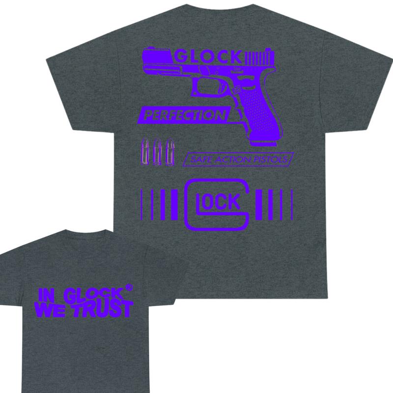 Limited edition Double Sided Print Full Color Cotton Classic Glock Tshirt for Men and Women - In Glock We Trust - Top Menswear
