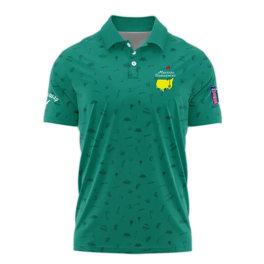 Golf Masters Tournament Callaway Polo Shirt Augusta Icons Pattern Green Golf Sports All Over Print P