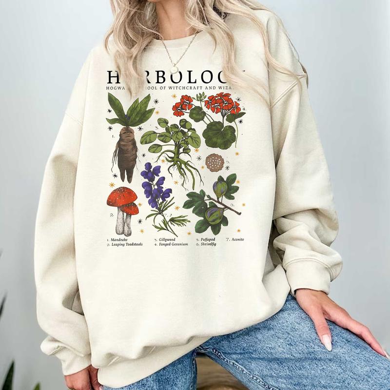 Herbology Sweatshirt Hoodie Shirt, Gift For Plant Lover Cotton Fit Womenswear wizard house