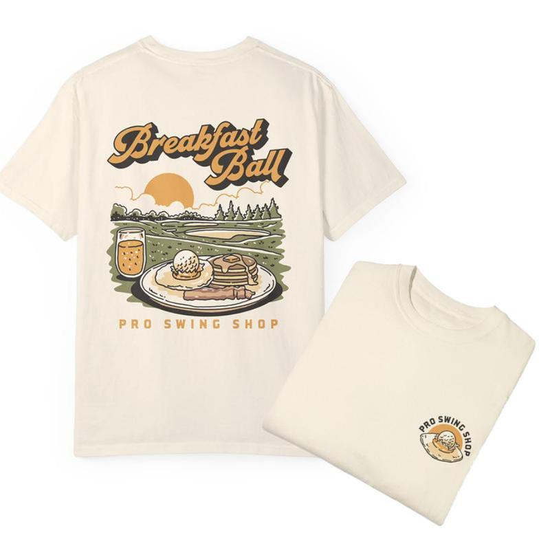Cotton Breakfast Ball T-Shirt 2 Side, Classic Cotton Short Sleeve Top, Womenswear Tshirt