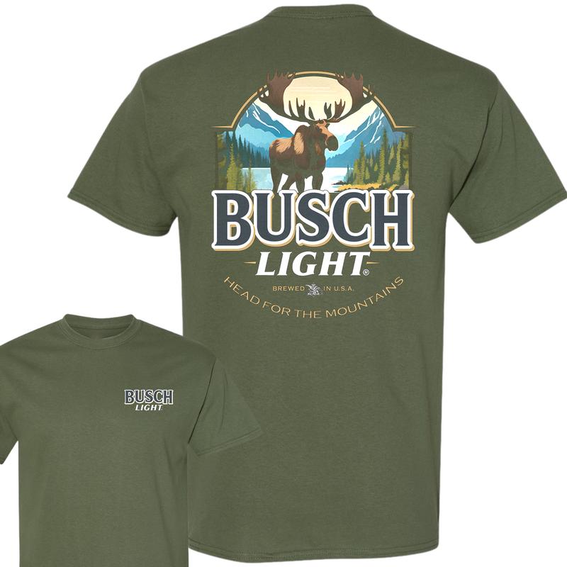 Busch Light Moose Head for the Mountains T-Shirt, Hunting T-Shirt, Full Color T-Shirt, For Men, For Women