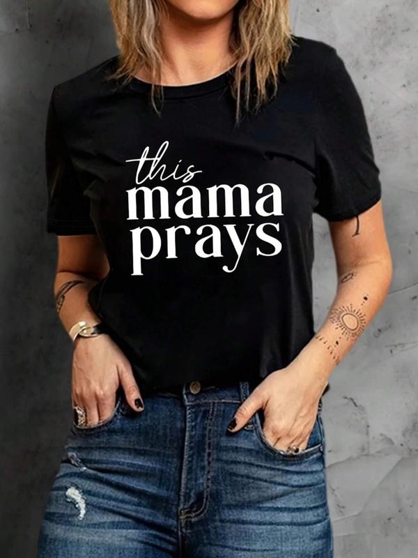 Women's Letter Print Round Neck Short Sleeve Graphic Tee, Vintage Trendy Casual Crew Neck T-shirt For Daily Wear, Ladies All Seasons Outfit