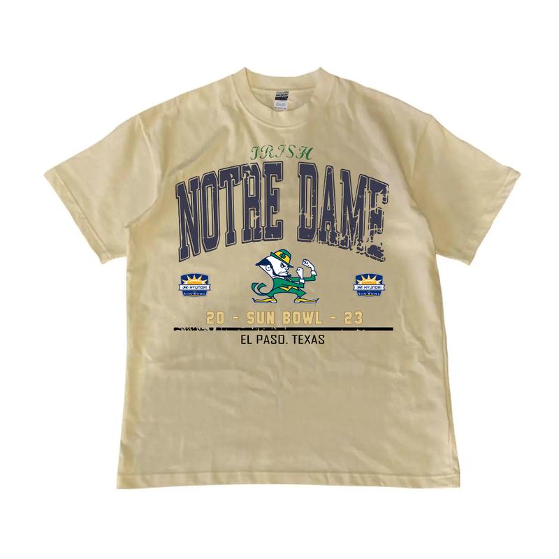 Notre Dame Sun Bowl Football NCAA Graphic cotton unisex T-Shirt Streetwear Menswear Top Tshirt Shortsleeve   Casual