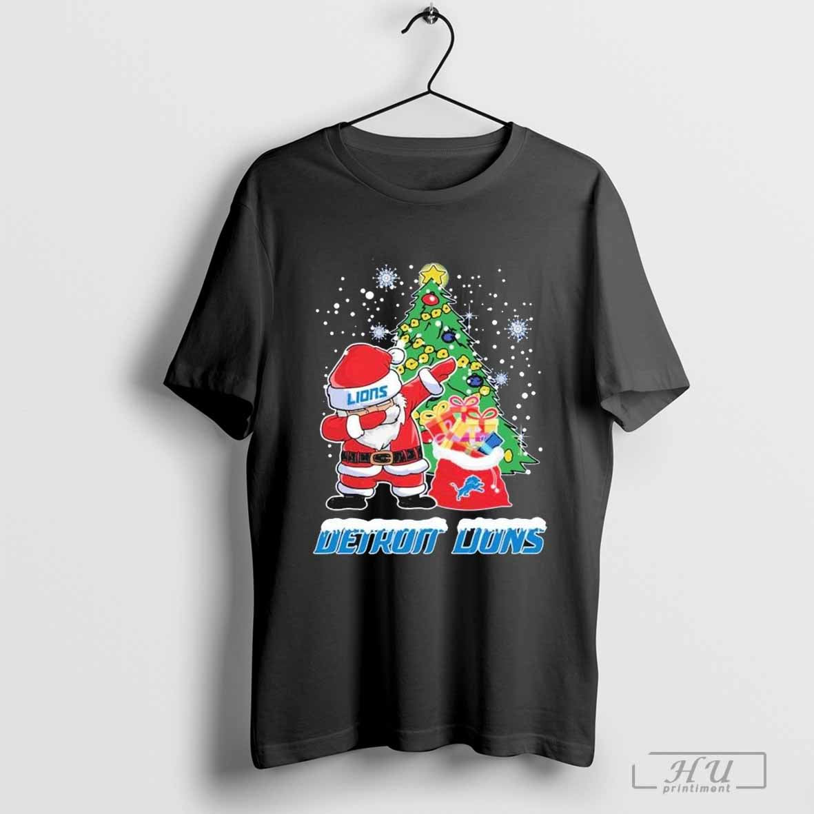 Santa Dabbing Detroit Lions Christmas T-Shirt