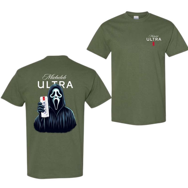 Michelob Ultra Beer, Michelob Ultra Ghost Face Halloween 2 Sided T-Shirt, Michelob Ultra Halloween Shirt, Halloween Shirt, For Men, For Women, Hallowe