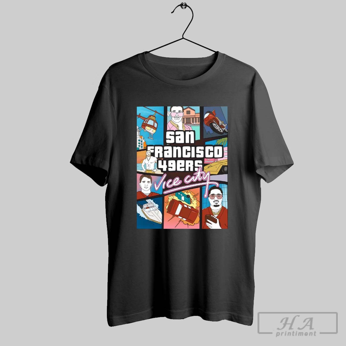 San Francisco 49ers Vice City Drawing The Niners Redemption Tour Day 106 Poster T Shirt