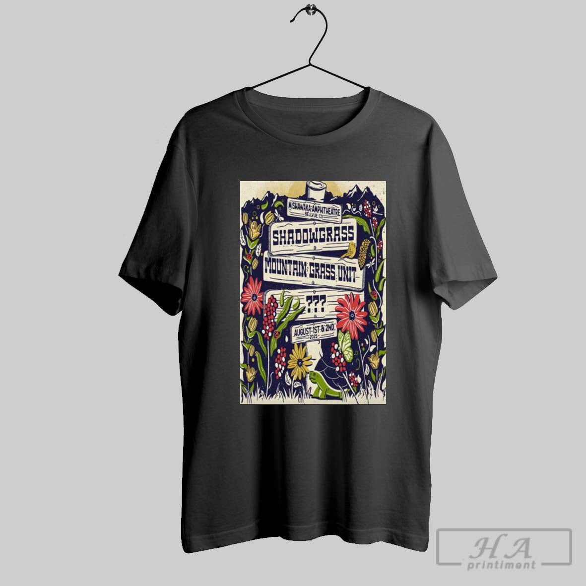 Poster Shadowgrass And Mountain Grass Unit The Mishawaka Bellvue Co Aug 1 2 2025 T Shirt