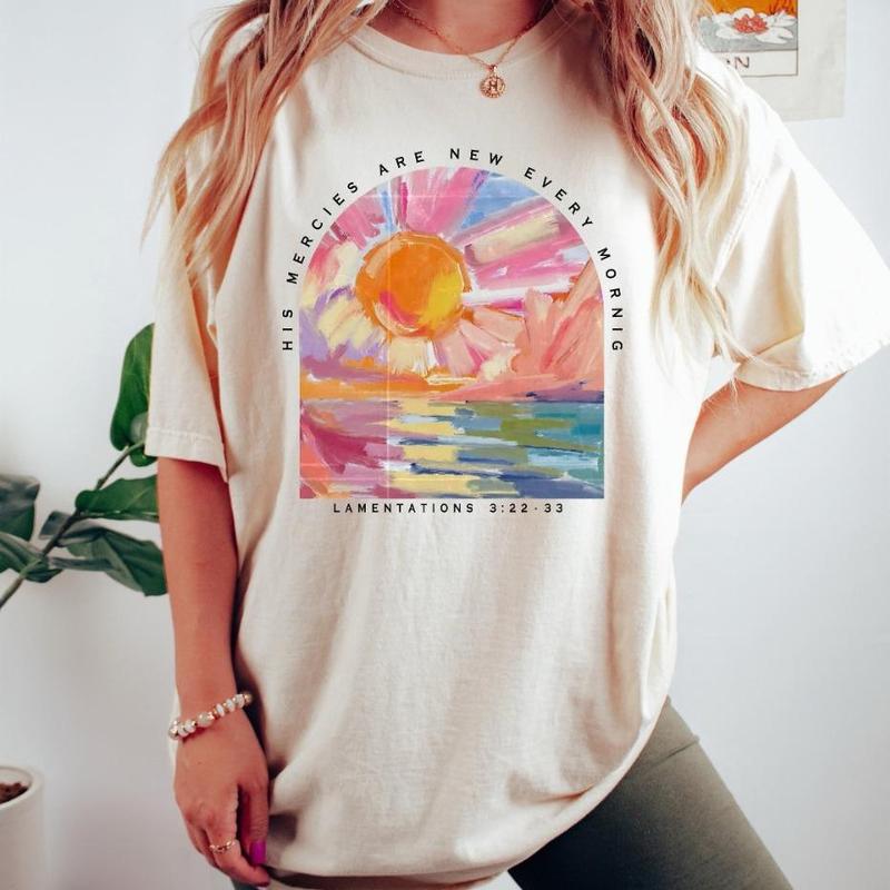His Mercies Are New Every Morning Bible Verse Shirt, Christian Jesus Lover Religious Bible Quote Unisex Tee