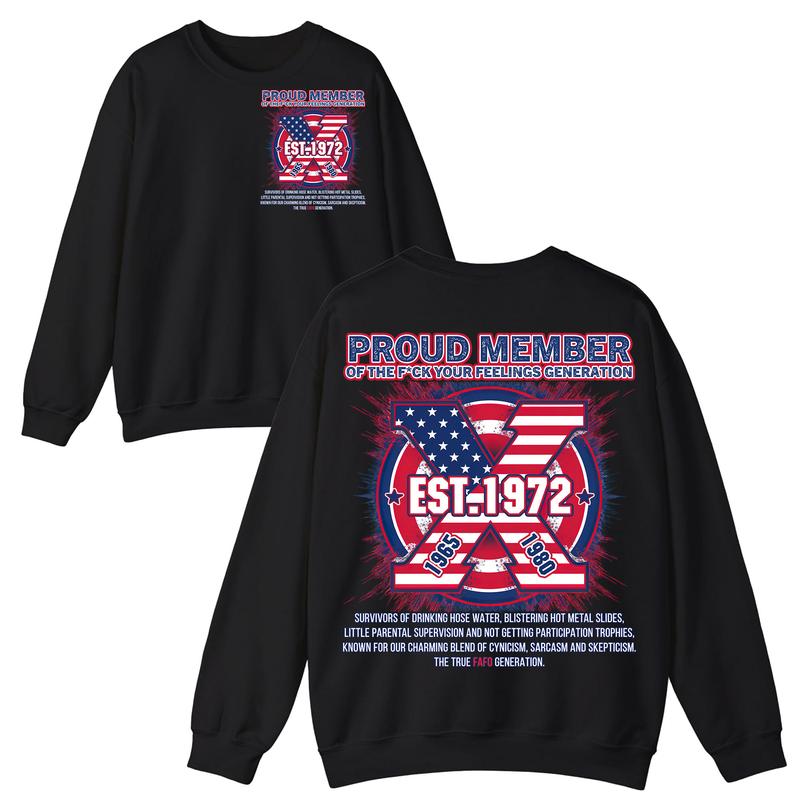 Custom Year FAFO Proud Member Gen X 2 Side T-shirt, 1965-1980 Hose Water Metal Gen X Shirt, Proud Member Flag Generation Shirt