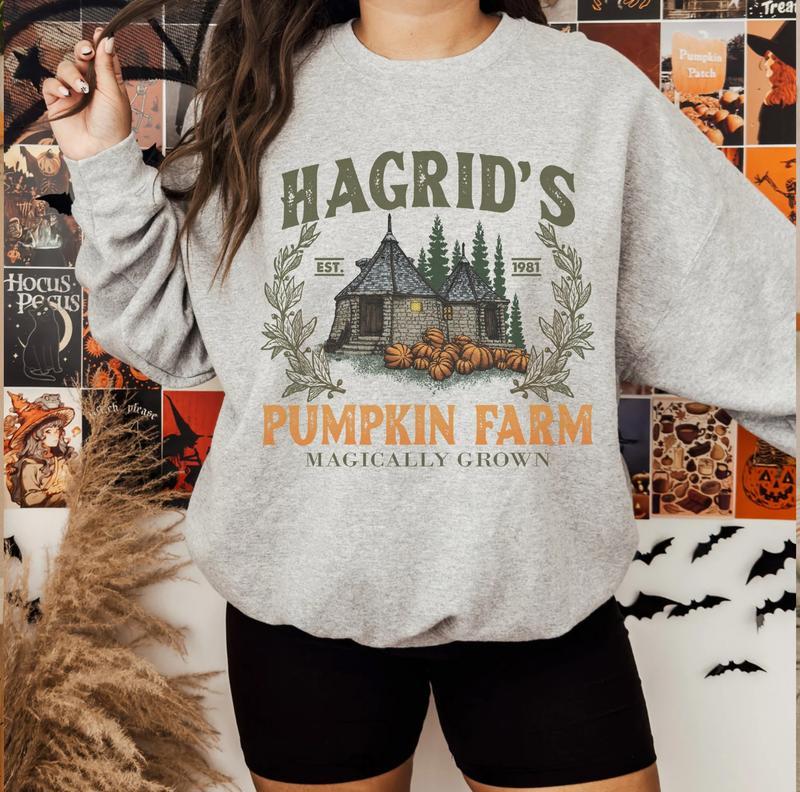 Hagrid's Pumpkin Patch Shirt - Sweatshirt - Hoodie, Vintage Fall Shirt, Retro Halloween T-Shirt, Pumpkin Patch Sweatshirt, Wizard Halloween Shirt, Spo