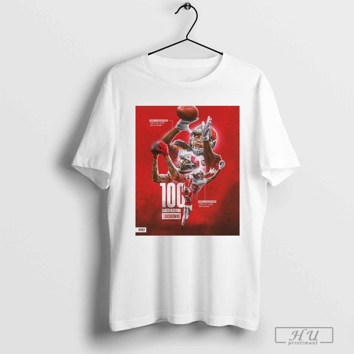 Poster Tampa Bay Buccaneers Mike Evans 100 Career Receiving Touchdowns T-shirt