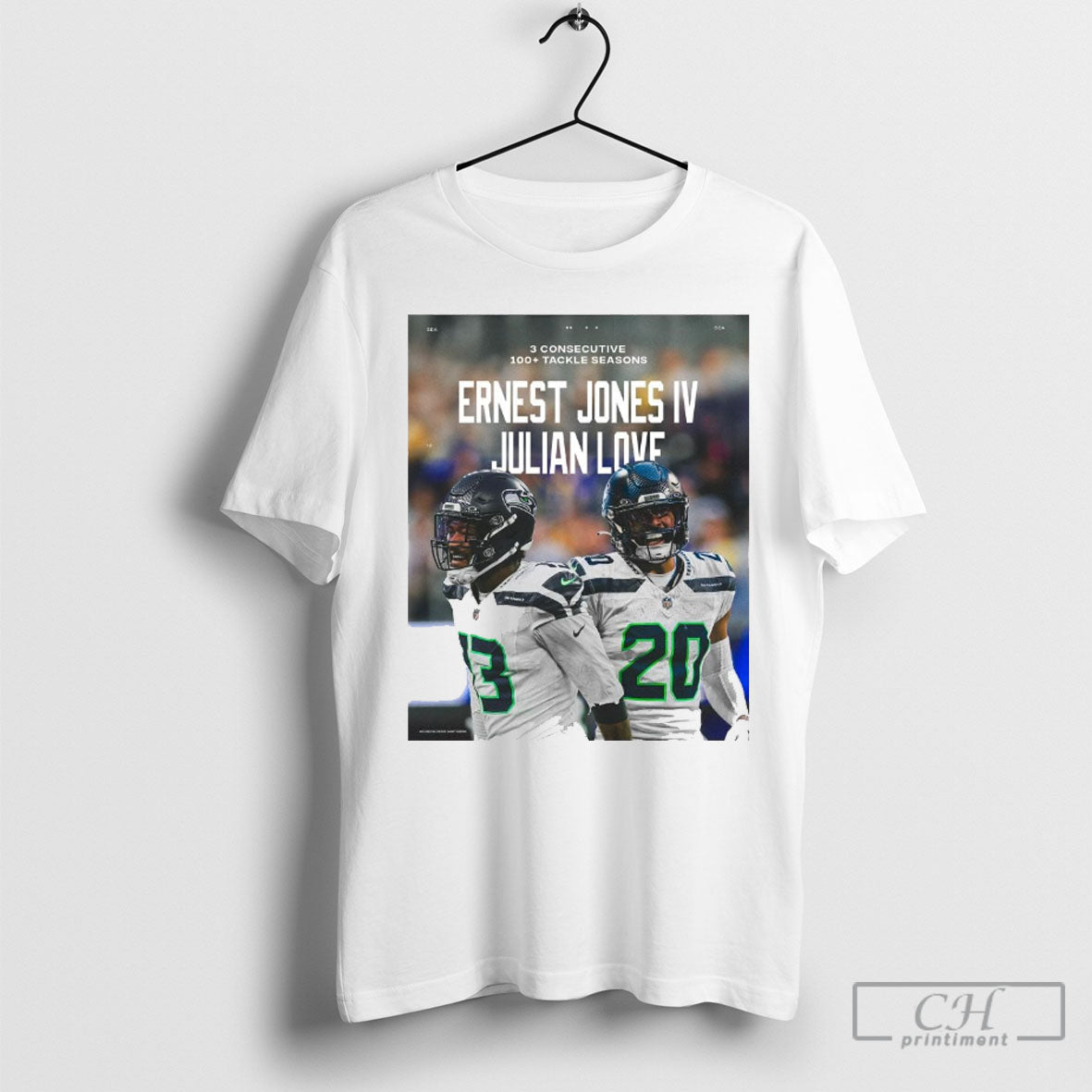 Seattle Seahawks Ernest Jones Iv Julian Love 3 Consecutive 100 Tackle Seasons Shirt Poster