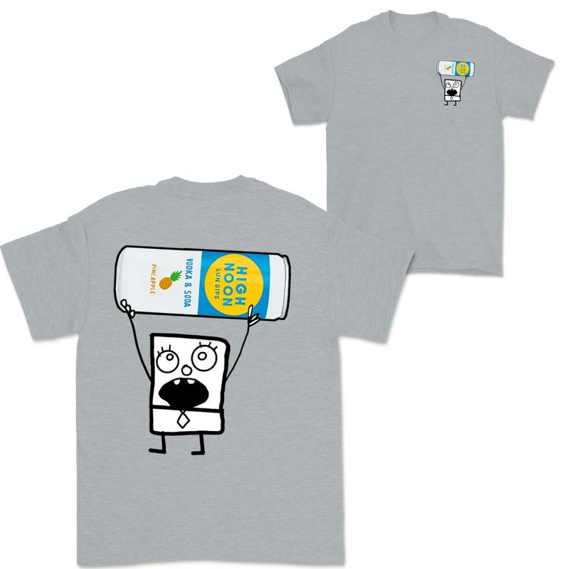 Doodlebob High Noon Pineapple Vodka & Soda  2 Sided T-Shirt, Funny Drinking T-Shirt, Summer T-Shirt, Full Color T-Shirt, Unisex T-Shirt, For Men, For Women, Gift For All Menswear Top