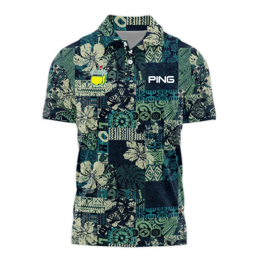 Masters Tournament Hawaiian Hibiscus And Tribal Element Fabric Ping Polo Shirt Style Classic Polo Sh