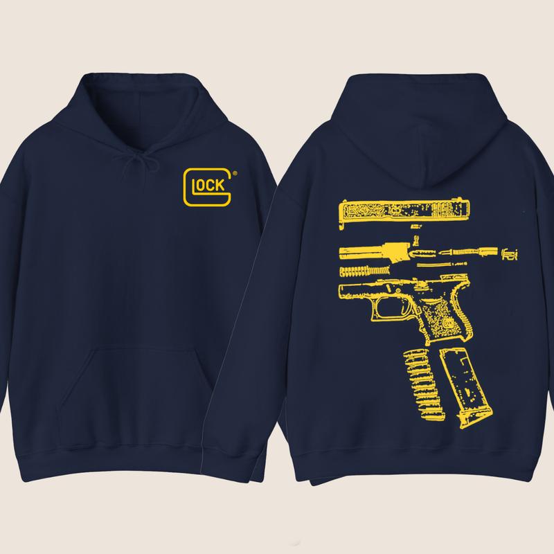 GLOCK HOODIE - SWEATER  , Design Color YELLOW - Double Side Hoodie - Glock Sweatshirt - For Her - For Him - Full Color