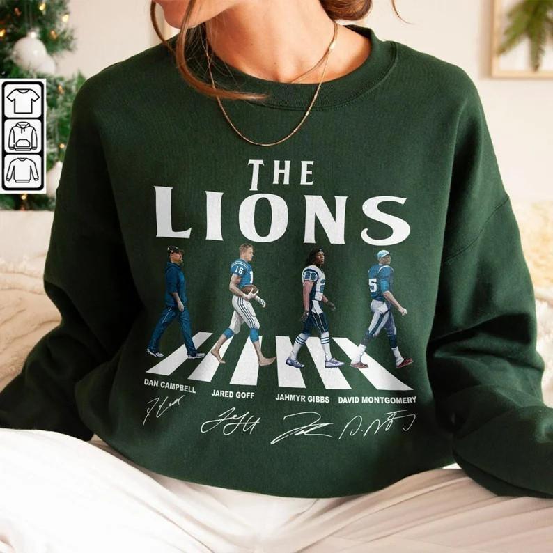 Lion Walking Abbey Road Signatures Football Shirt, Detroitttt Vintage T-shirt, Football Tee