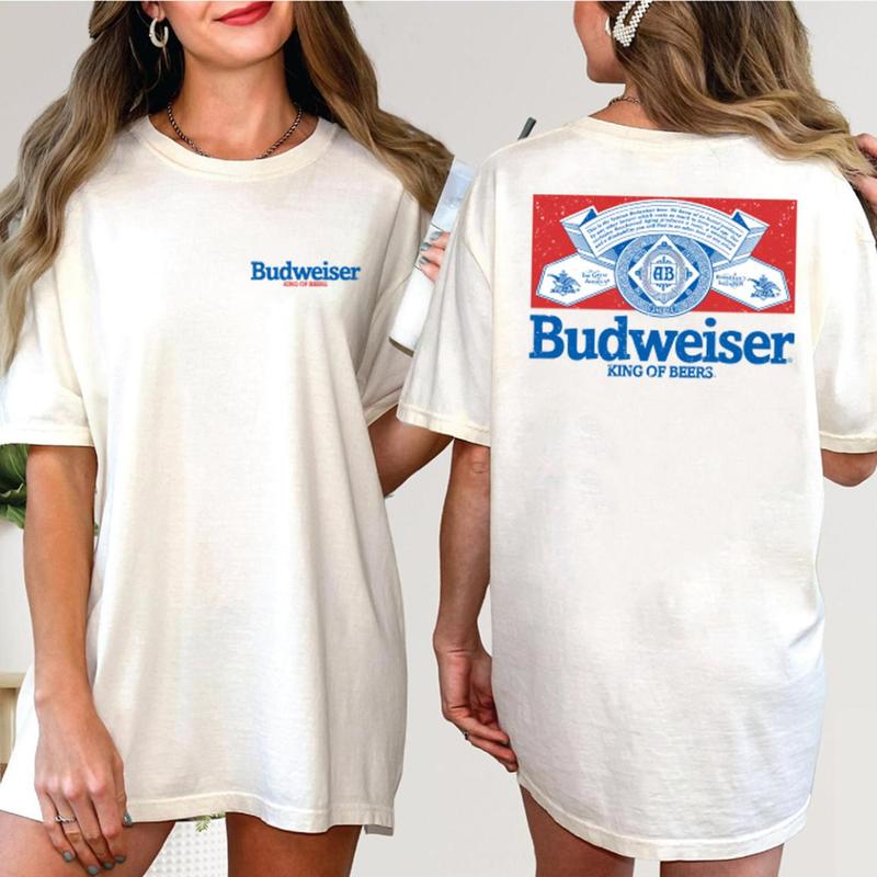 Budweiser beer retro logo and design t-shirt, high-quality material, fashion forward