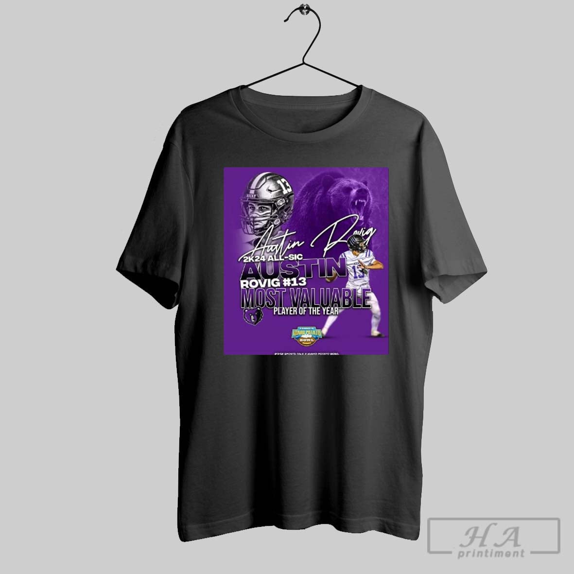 Rocky Mountain Quarterback 2k24 All Sic Austin Rovig Most Valuable Player Of The Year Famous Idaho Potato Bowl Signature Poster T Shirt