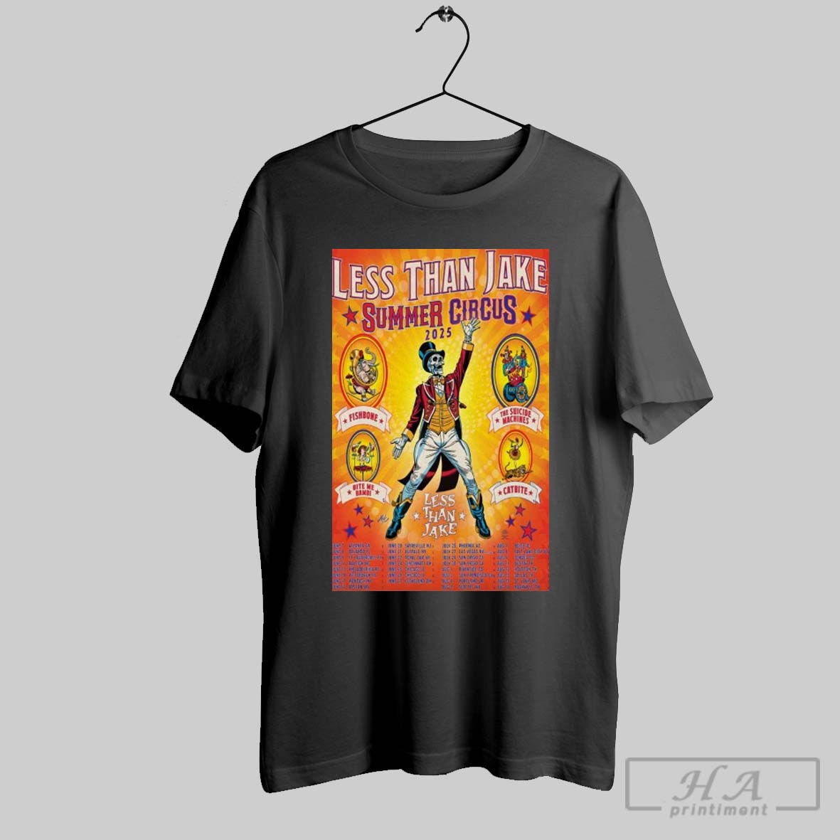Poster Less Than Jake Summer Circus 2025 Tour Fishbone The Suicide Machines Bite Me Bambi Catbite T Shirt