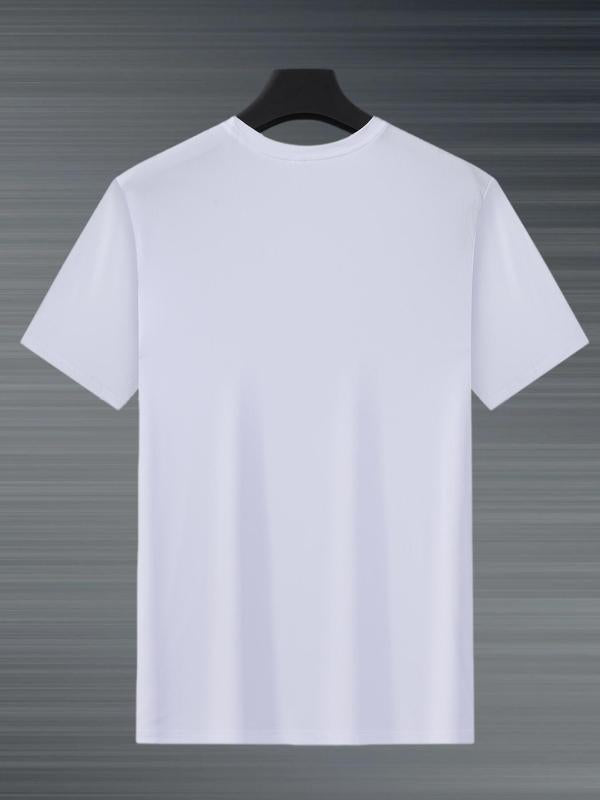 Men's Letter Print Round Neck GraphicÃ‚Â Tee, Regular FitÃ‚Â Casual Short Sleeve T-shirt for Summer, Men's Top for Daily Wear