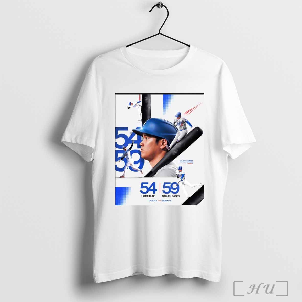 Shohei Ohtani LA Dodgers Baseball 54 Home Runs 59 Stolen Bases 2024 Poster T-shirt