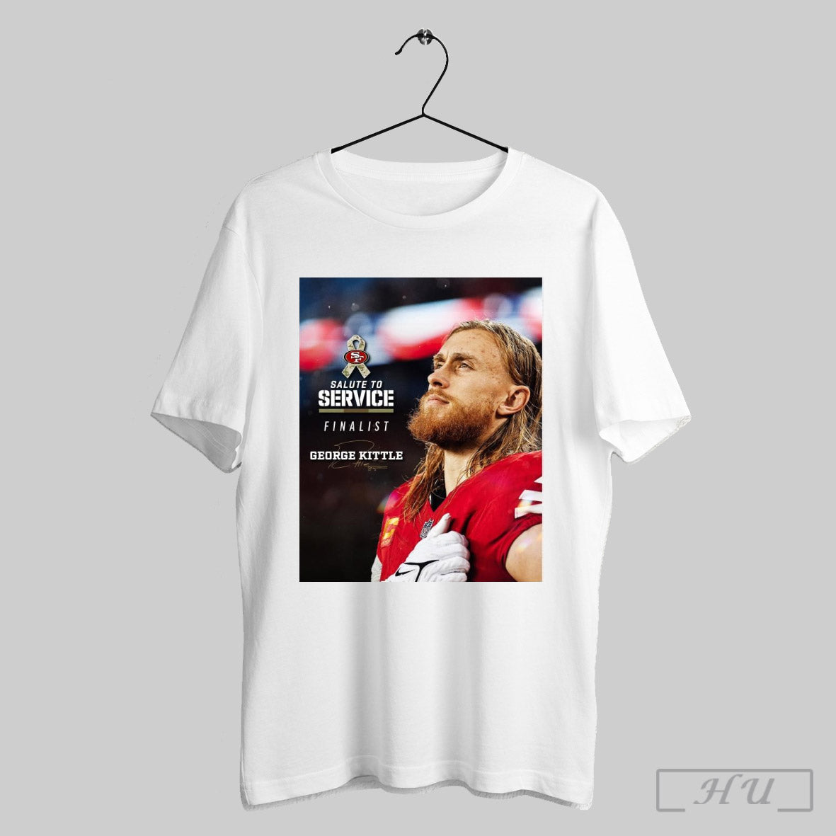 Poster San Francisco 49ers George Kittle Salute To Service Award Finalist Signature T Shirt