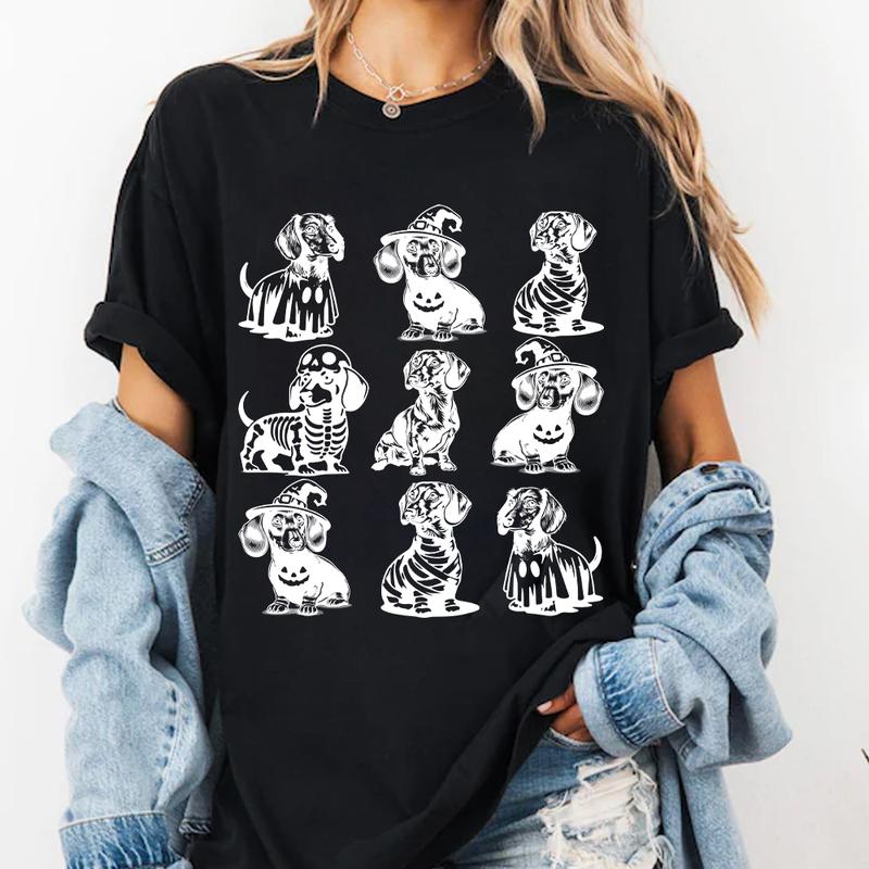 Dachshund Halloween Shirt, Dog Halloween Graphic Tee, Wiener Dog, Dachshund mom, Dachshund fall, Dog mom crewneck, Wichy Shirt, Spooky Vibes