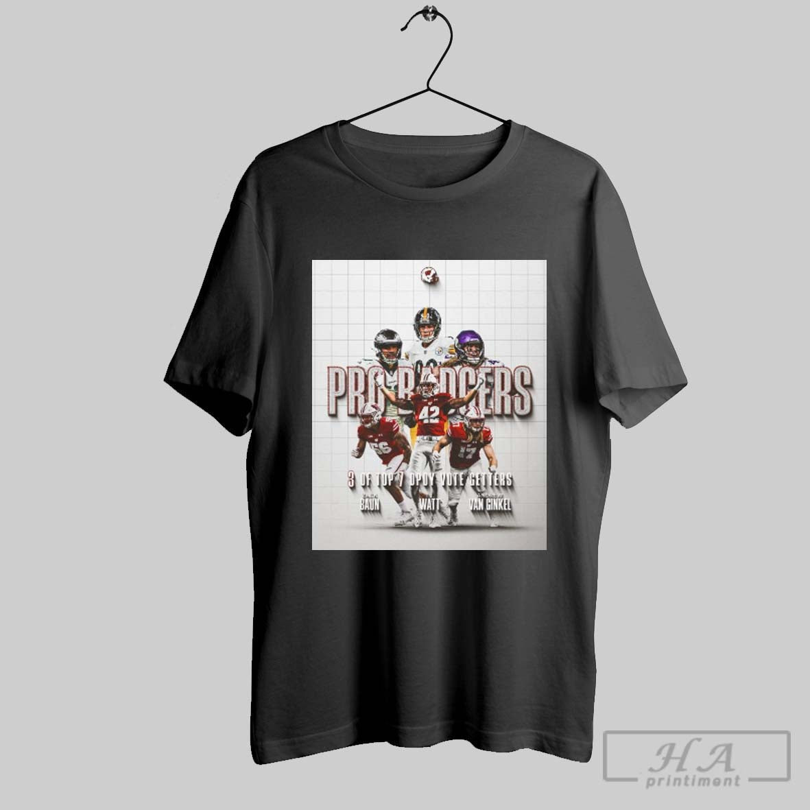 Pro Wisconsin Badgers 3 Of Top 7 Dpoy Vote Getters Zack Baun T J Watt Andrew Van Ginkel Poster T Shirt