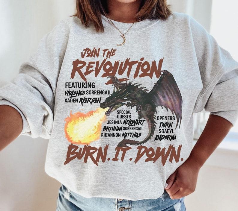 Empyrean Burn It Down Fourth Wing Sweatshirt, Iron Flame House Riorson, Dragon Book Merch, Fantasy Bookish Sweatshirt, Basgiath War Crewneck, Book Lov