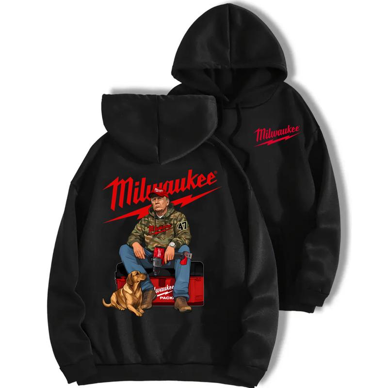 Milwaukee Trump Camo Unisex Cotton Hoodie - Trump Fuel Hand Drill Dog Hunt Sweatshirt And Tee - Menswear, Classic