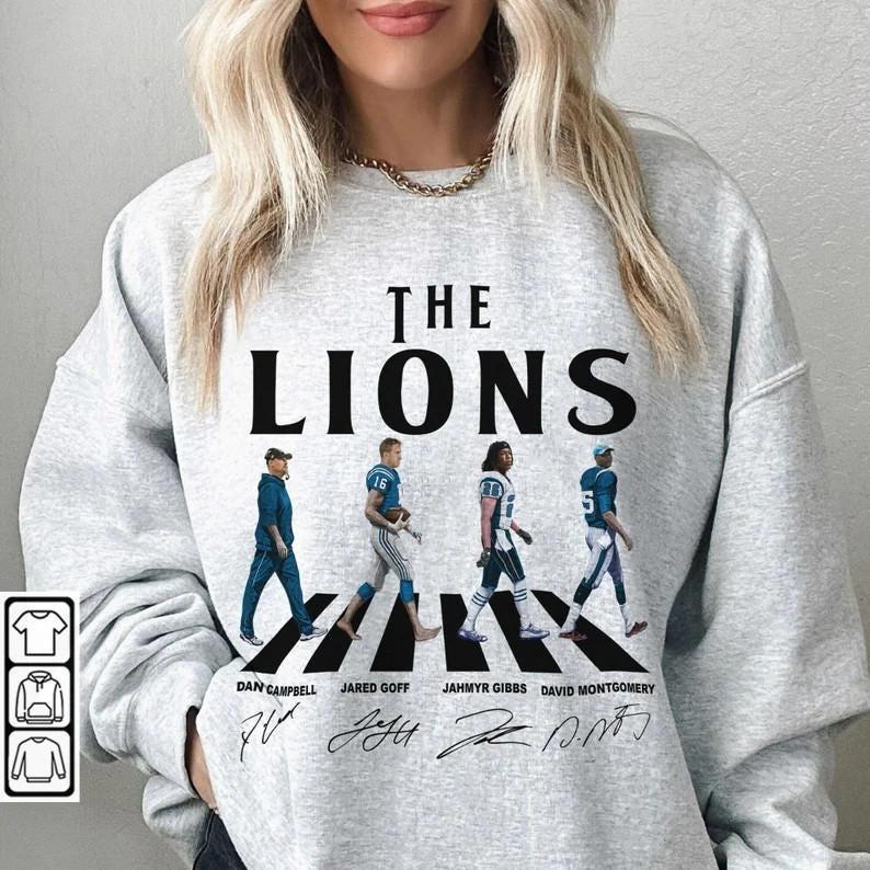 Lion Walking Abbey Road Signatures Football Shirt, Detroitttt Vintage T-shirt, Football Tee