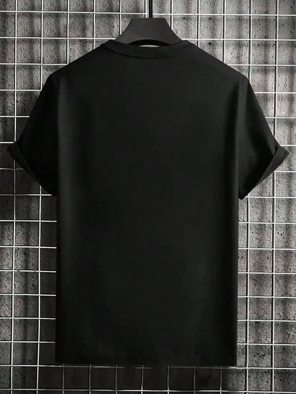 Men's Letter Print Drop Shoulder Tee, Summer Clothes, Regular Fit Casual Soft Comfy Streetwear Round Neck Short Sleeve T-Shirt for Summer, Graphic Tees,Â Men's Top for Daily Wear, Summer Outfits 2024