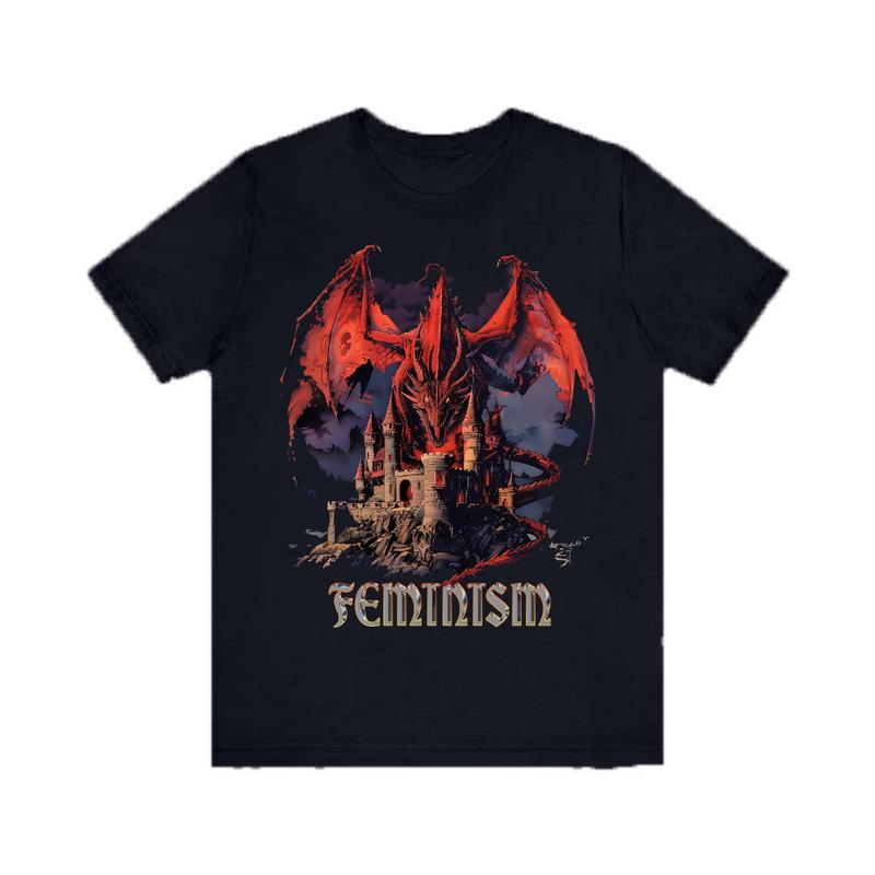 Vintage 90s Feminism Dragon Fantasy T-Shirt, Funny Gag Meme Shirt, Graphic Tee, Perfect Gag Gift for Friends, Unisex Wearable Humor