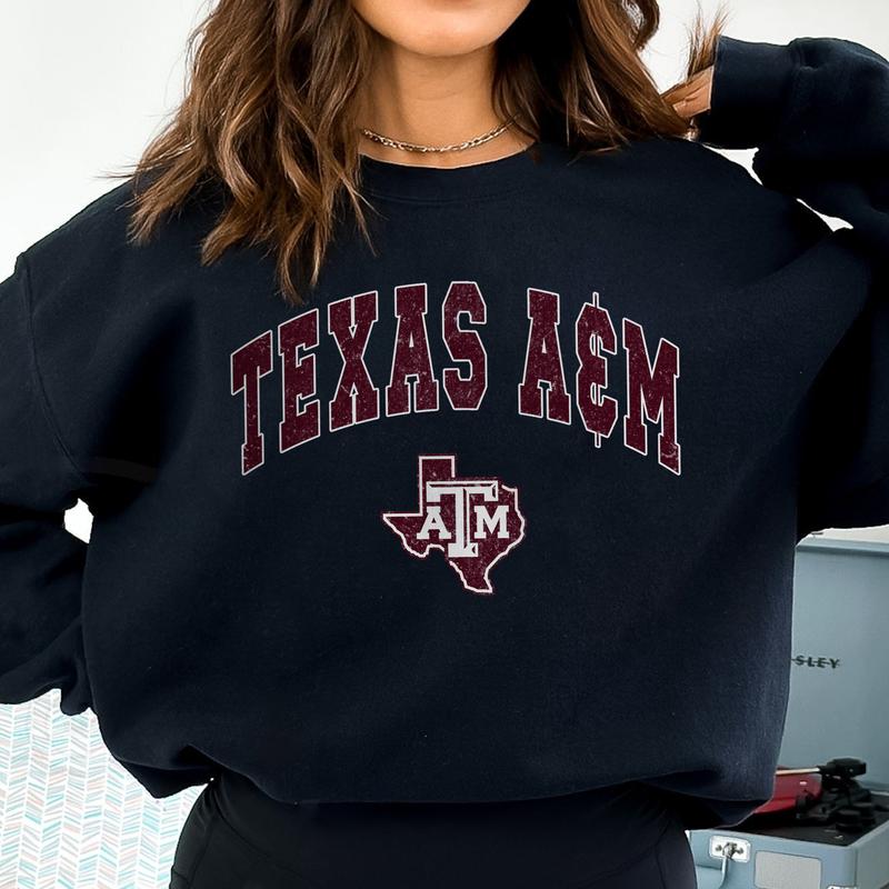 Texas A&M Aggies Vintage Football NCAA Trendy Sweatshirt, Texas A&M University Unisex Football NCAA Shirt, Gift For Men, Gift For Girls, Crewneck, Cotton, Sweaters, Pullover