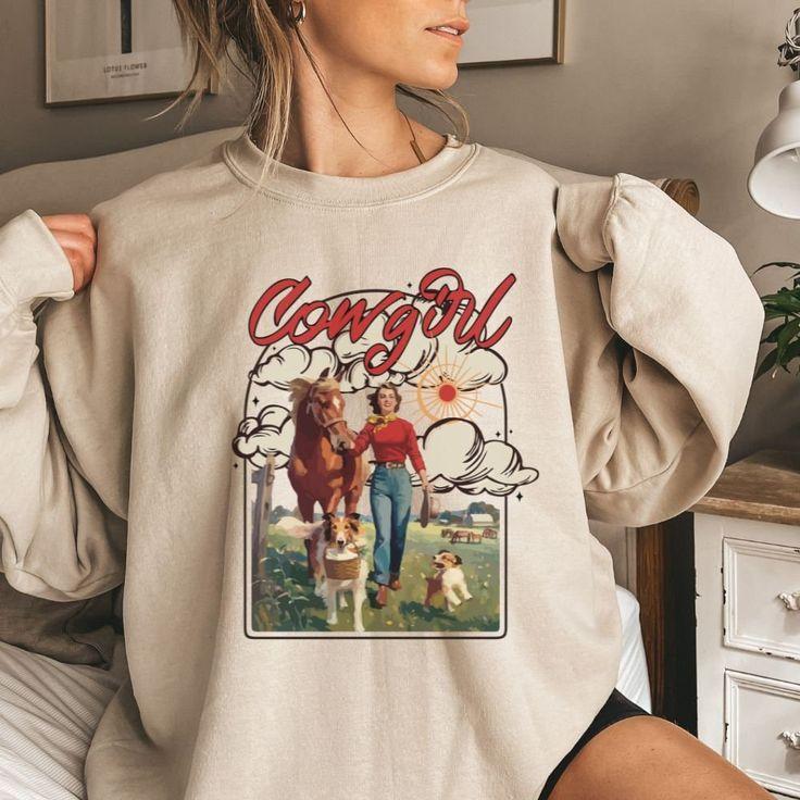 Cowgirl Country Western Crewneck, Nashville Trip Preppy Design