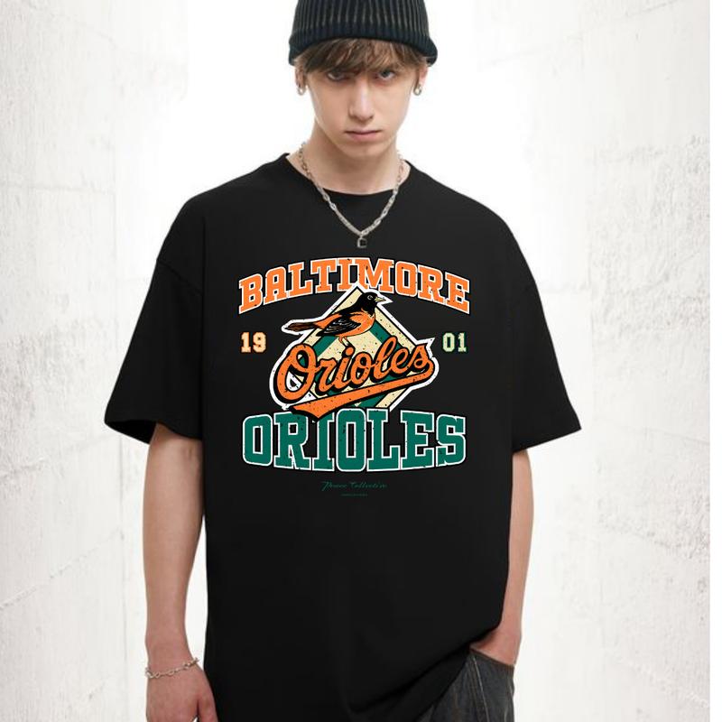 Baltimore Orioles 1901 Cotton NCAA T-Shirt Streetwear Menswear Top Shortsleeve Sports Tshirt Classic Tee Casual
