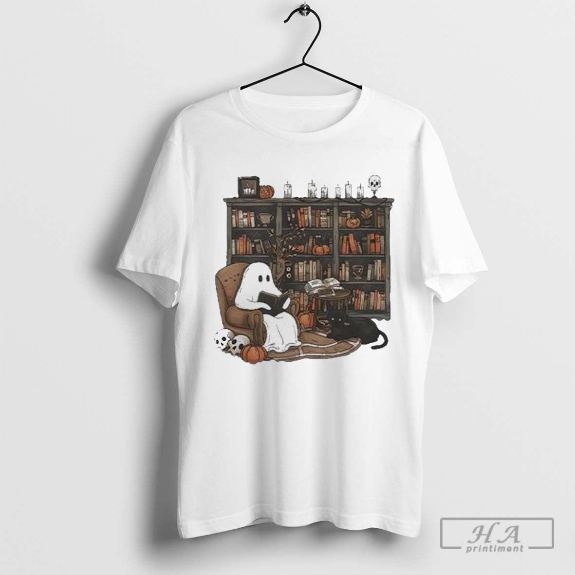 Retro Ghost Reading Books Halloween 2024 Shirt