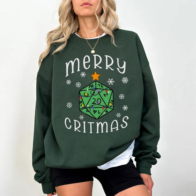 Merry Critmas Dungeons and Dragons Tshirt, Dungeons and Dragons Christmas Shirt, Gift for DnD Players, Xmas D20 Tee, Dungeon Master Gift