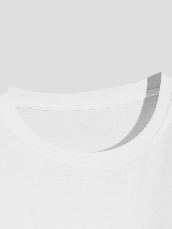 Summer Clothes, Men's Cartoon & Letter Print Round Neck Tee, Regular Fit Casual Soft Slogan Graphic Short Sleeve T-shirt for Summer,  T Shirts for Men, Graphic Tees, Men's Streetwear for Daily Wear