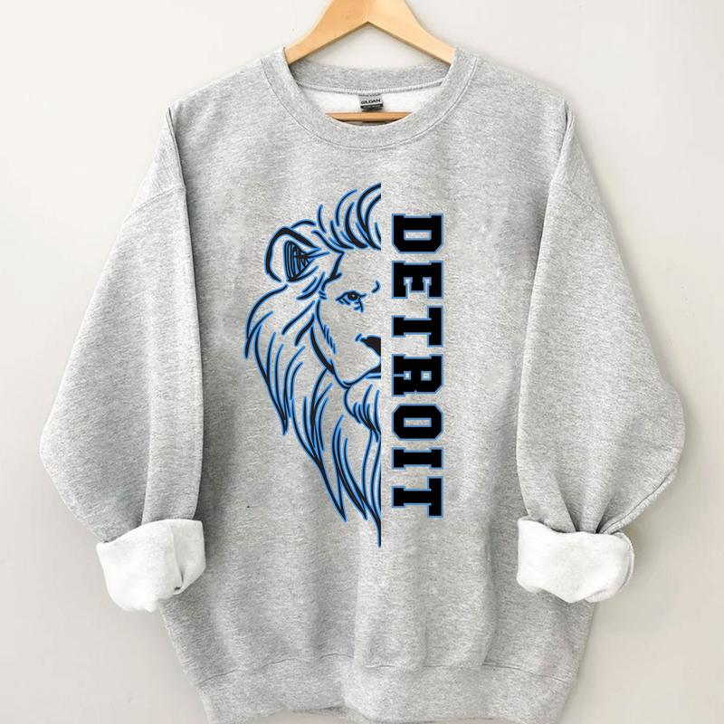 Detroit Football Sweatshirt, Lion Football Shirt, Retro Detroit Football Shirt, Detroit Gift Fans Crewneck Fabric