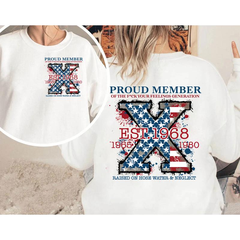 Custom Est.Year Flag Neglect Gen X 2 Side T-shirt, Gen X Shirt, Raised On Hose Water Generation 1965-1980 Shirt