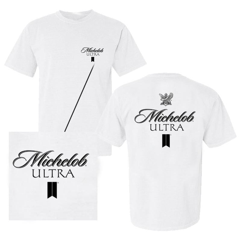 Michelob Ultra Logo  Black And White T-shirt And Sweatshirt - 2 Side - Versatile Unisex Wear - Pick Your Look - Every Size Available - Variety In Colo