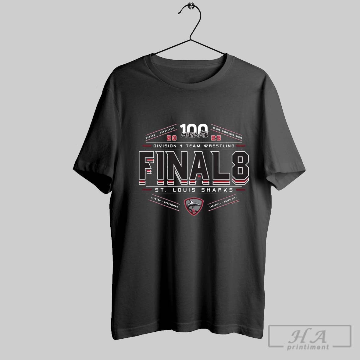 St Louis Sharks 2025 Mhsaa Team Wrestling Final 8 D4 T Shirt