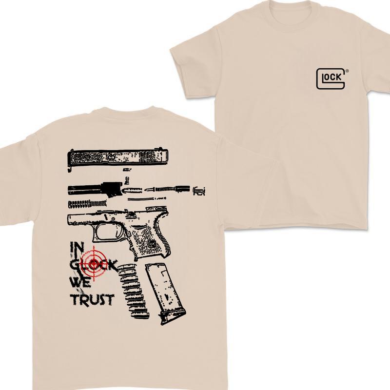 Glock T-shirt for Men, Women, In Glock We Trust T-shirt,Classic Fit Double-Sided Glock Tee ,T-shirt For Men And Women Cotton Menswear Crewneck
