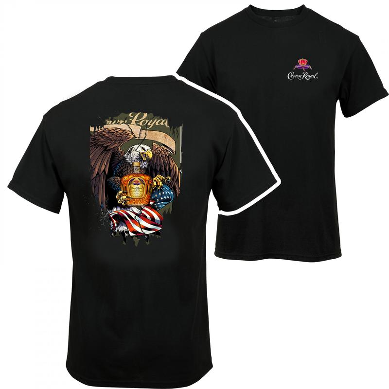 Crown Royal Eagle Usa Flag T-shirt - 2 Side - Athleisure Wear - Unisex Designs - Pick Your Look - Find Your Favorite Color - From Small To Extra Large
